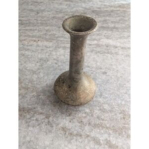 Vtg Primitive Metal Single Vase with Patina,‎ 4in